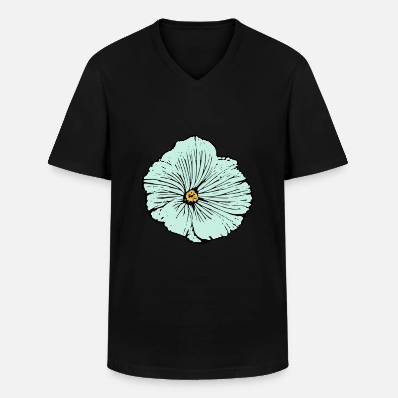 Blume hellblau blaue Blume Malve - Männer-T-Shirt mit V-Ausschnitt - Schwarz