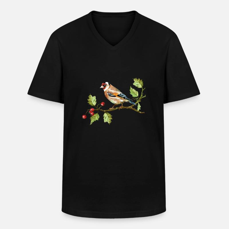 Bunter Vogel - Männer-T-Shirt mit V-Ausschnitt - Schwarz
