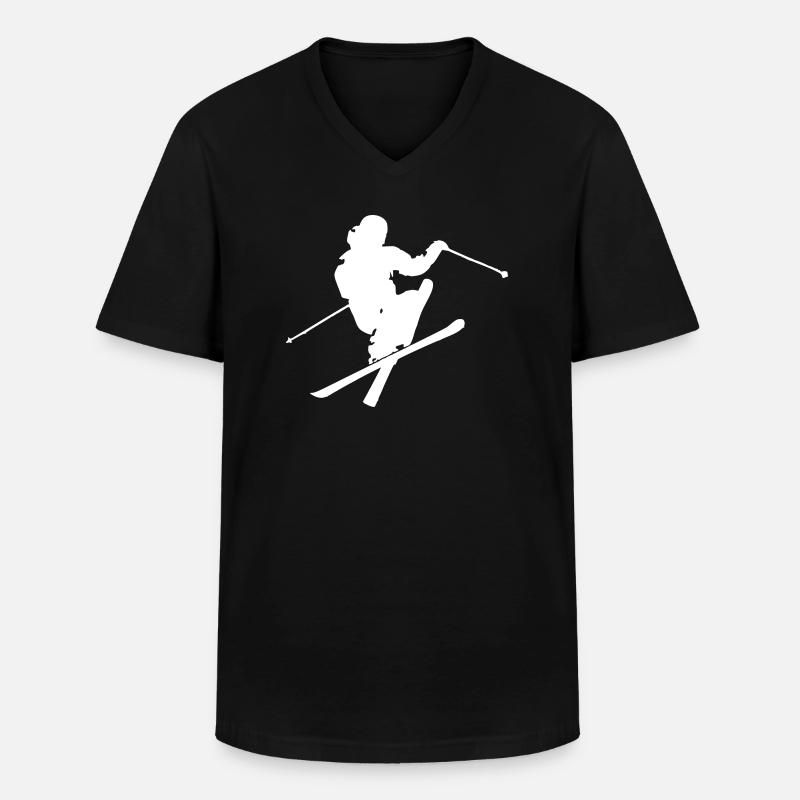 powder skiing - Männer-T-Shirt mit V-Ausschnitt - Schwarz