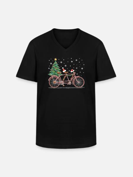 Fahrrad Weihnachtsbeleuchtung - Männer-T-Shirt mit V-Ausschnitt - Schwarz