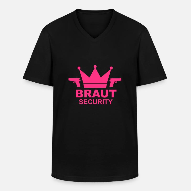 Braut Security JGA - Männer-T-Shirt mit V-Ausschnitt - Schwarz