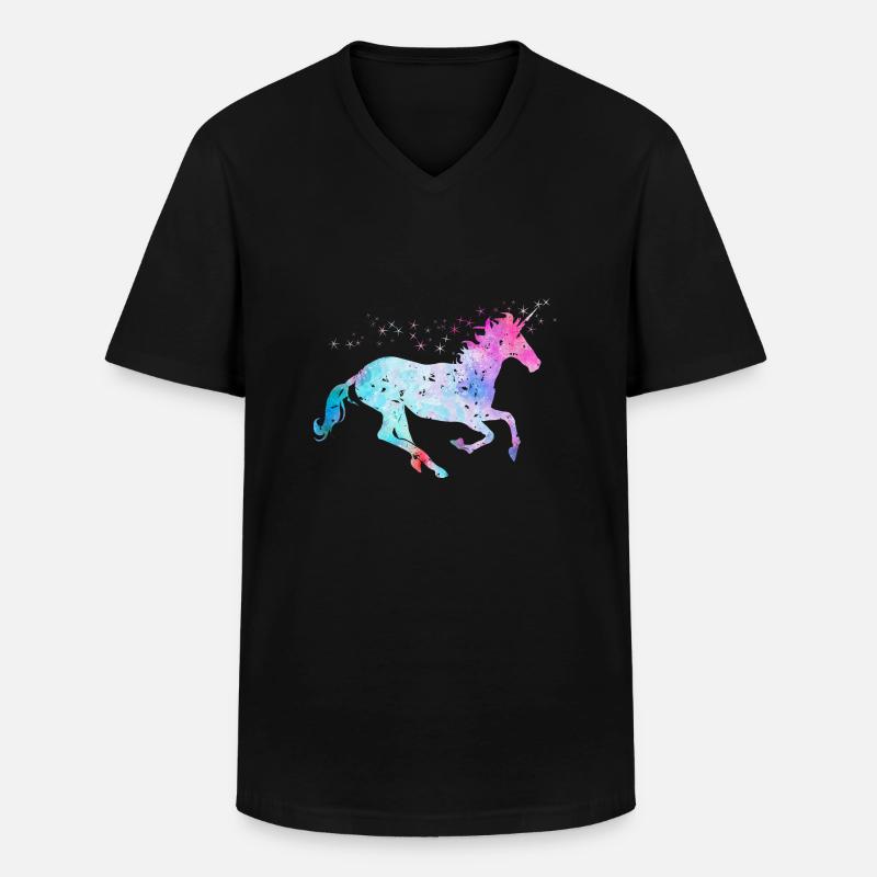 Einhorn mit Glitzer - Männer-T-Shirt mit V-Ausschnitt - Schwarz