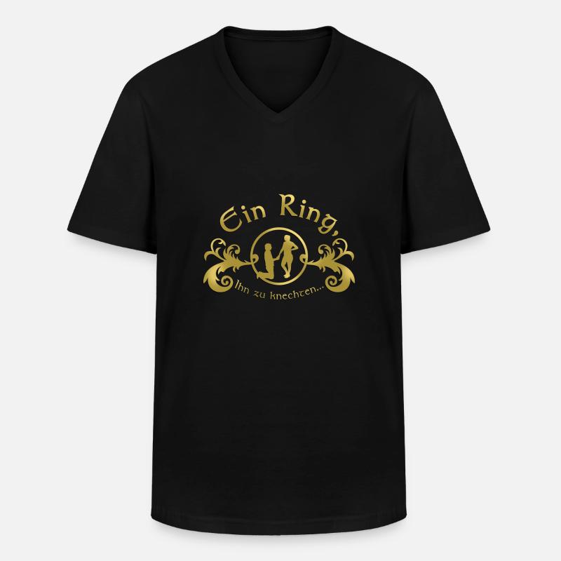Ein Ring - Männer-T-Shirt mit V-Ausschnitt - Schwarz