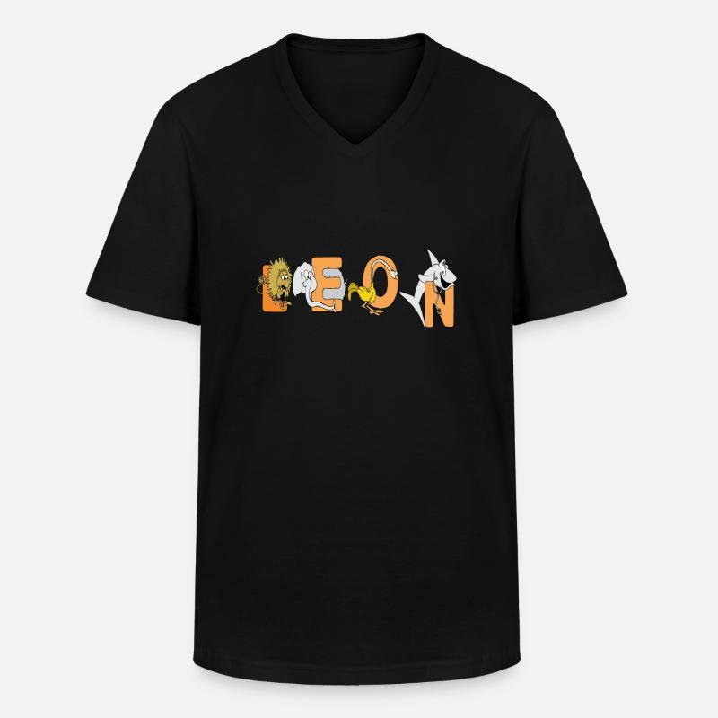 Leon - Männer-T-Shirt mit V-Ausschnitt - Schwarz