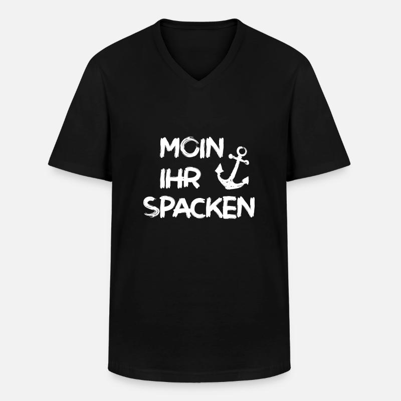 MoinIhrSpacken - Männer-T-Shirt mit V-Ausschnitt - Schwarz