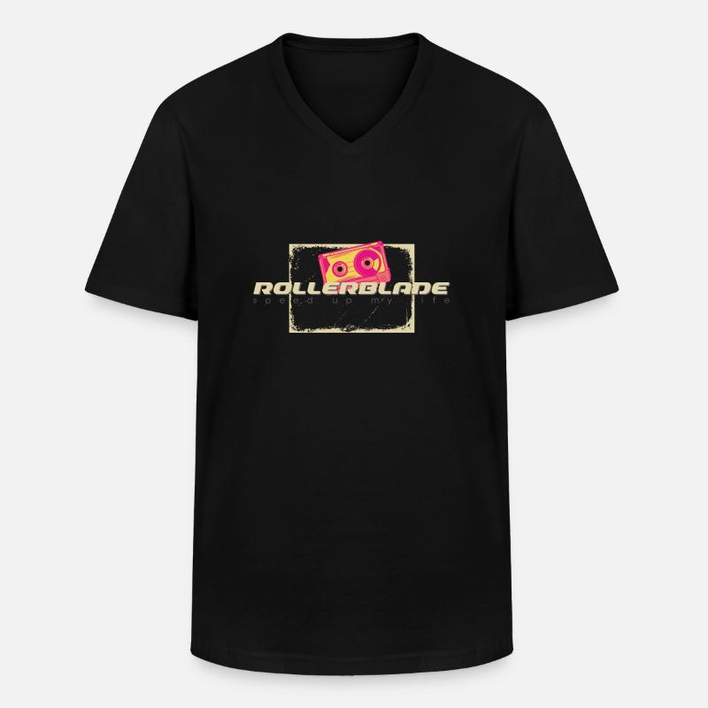 80s tape rollerblader - Männer-T-Shirt mit V-Ausschnitt - Schwarz