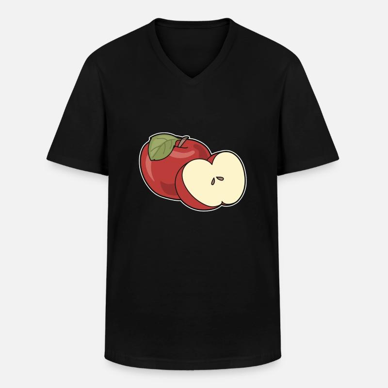 Apfel - Männer-T-Shirt mit V-Ausschnitt - Schwarz