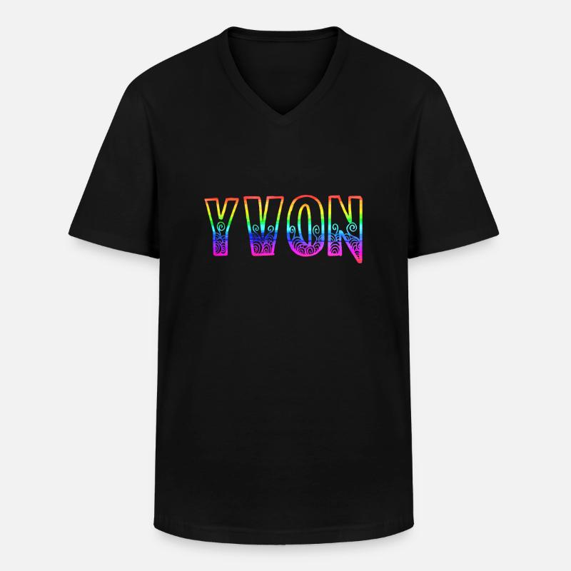 yvon rs regenbogen - Männer-T-Shirt mit V-Ausschnitt - Schwarz