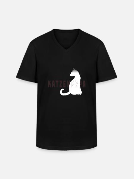 Katzenpapa - Männer-T-Shirt mit V-Ausschnitt - Schwarz