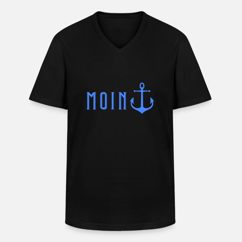 Moin mit Anker - Männer-T-Shirt mit V-Ausschnitt - Schwarz