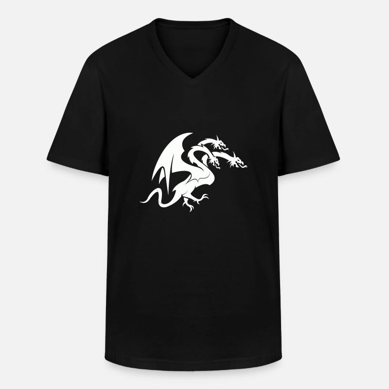 dragon 3 head - Männer-T-Shirt mit V-Ausschnitt - Schwarz