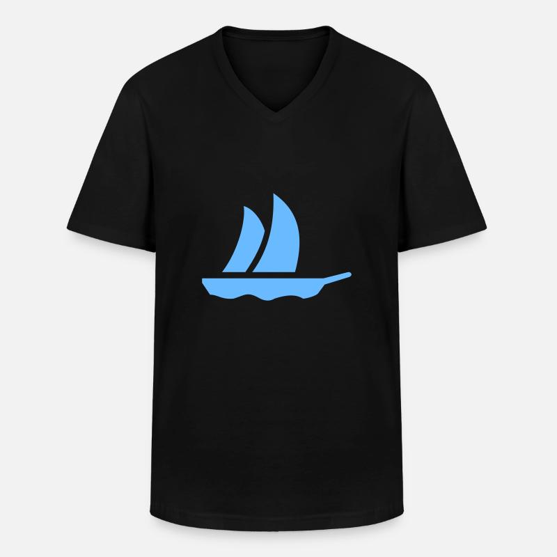 Segelboot / Sailboat (1c) - Männer-T-Shirt mit V-Ausschnitt - Schwarz