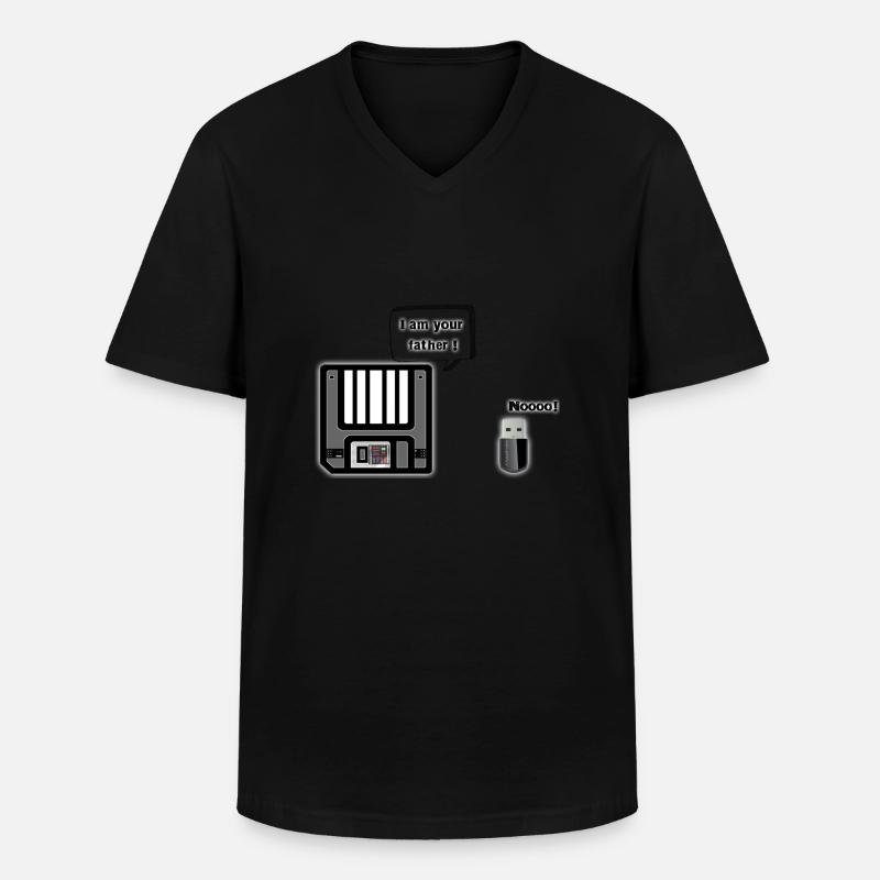 Diskette auf USB-Stick - Männer-T-Shirt mit V-Ausschnitt - Schwarz