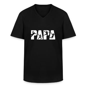 Papa de handball père Tshirt Sports cadeau - T-shirt col V Homme - noir - Devant - AI Model Male 178 dark (178cm)