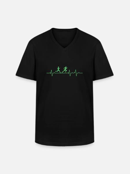 Heartbeat Jogging Running - Men's V-Neck T-Shirt - black
