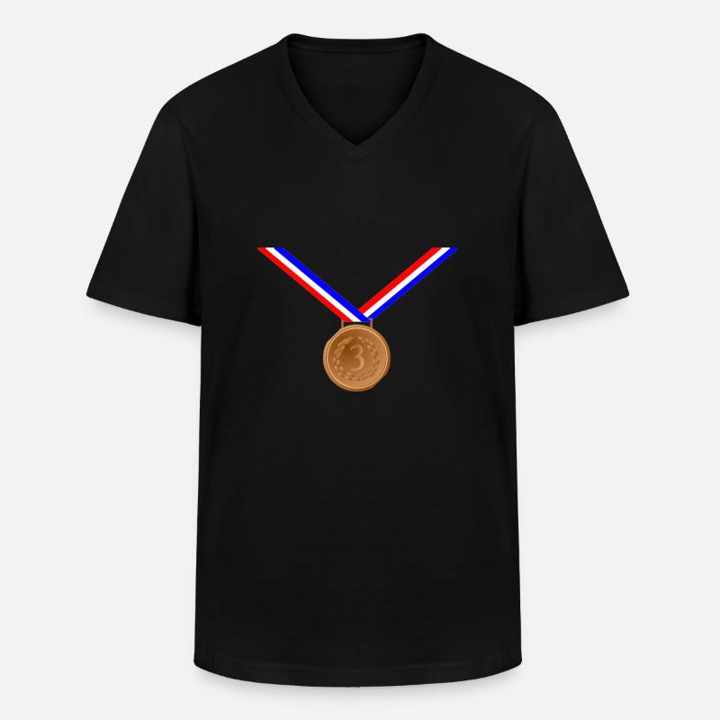 Bronzemedaille 3. - Männer-T-Shirt mit V-Ausschnitt - Schwarz