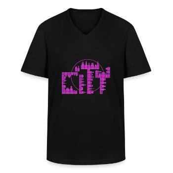 Skyline, Stadt - lila Version - Männer-T-Shirt mit V-Ausschnitt - Schwarz - Vorne - AI Model Male 178 dark (178cm)