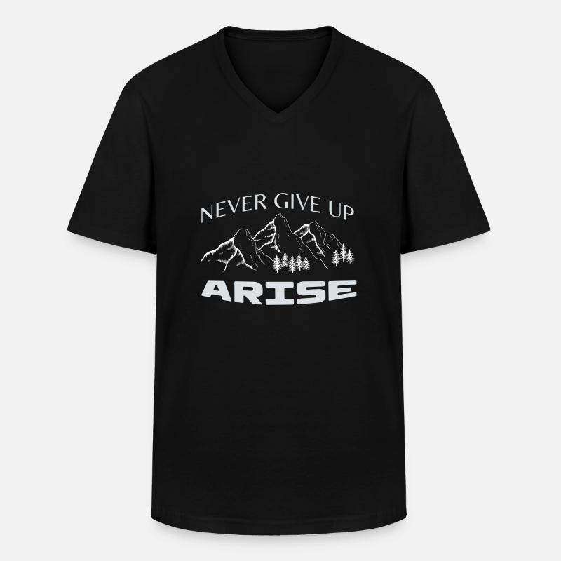 Never give Up - Männer-T-Shirt mit V-Ausschnitt - Schwarz