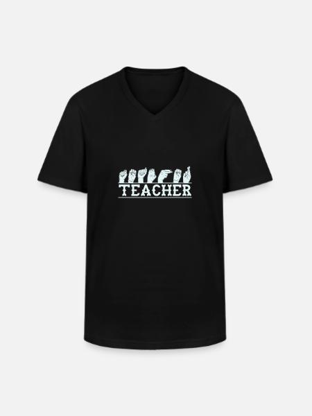 Zeichensprache Lehrer Gebärdensprache lernen - Männer-T-Shirt mit V-Ausschnitt - Schwarz