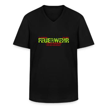 Feuerwehr 112 Freiwillige Feuerwehr Ehrenamt - Männer-T-Shirt mit V-Ausschnitt - Schwarz - Vorne - AI Model Male 178 dark (178cm)