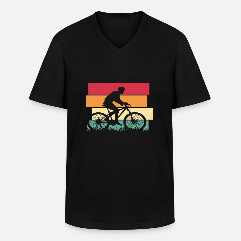 Bicycle Mountain Bike Retro - Men's V-Neck T-Shirt - black