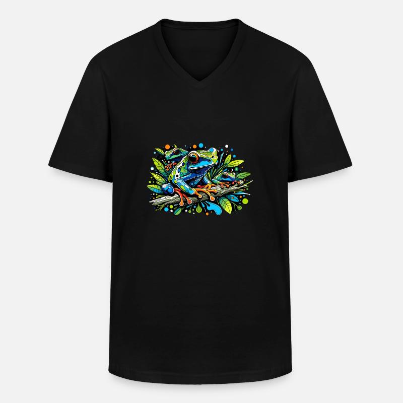 frosch - Männer-T-Shirt mit V-Ausschnitt - Schwarz