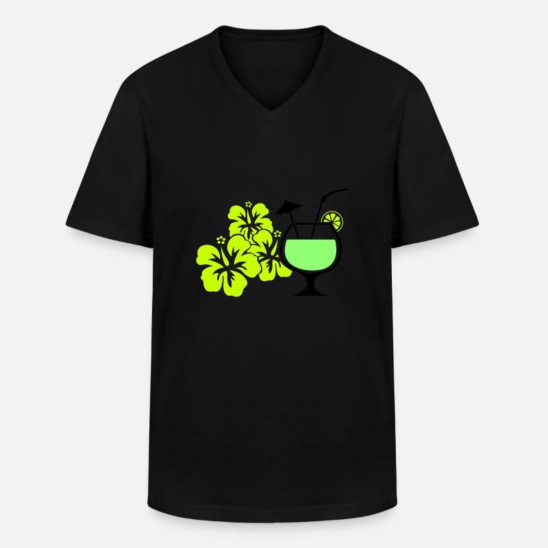 hawaii blumen - Männer-T-Shirt mit V-Ausschnitt - Schwarz