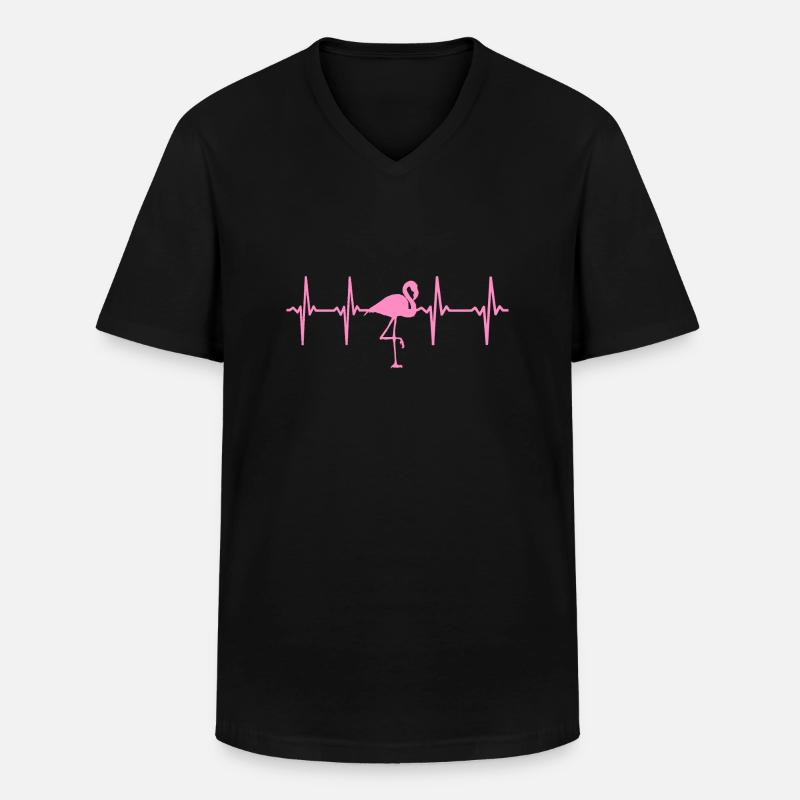 FLAMINGO - Männer-T-Shirt mit V-Ausschnitt - Schwarz