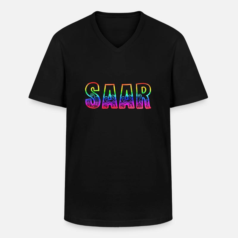 saar rs regenbogen - Männer-T-Shirt mit V-Ausschnitt - Schwarz