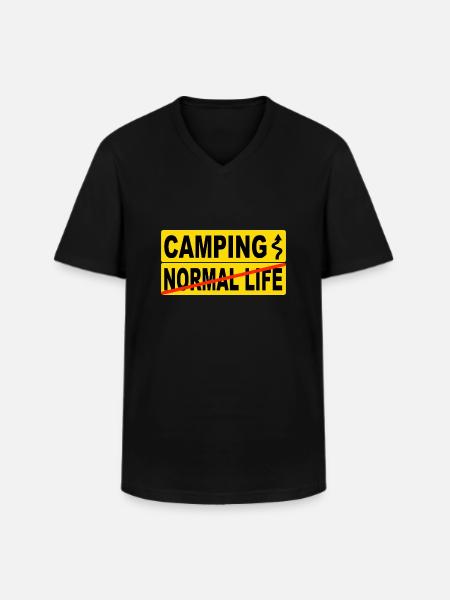 Camping normal life - Men's V-Neck T-Shirt - black