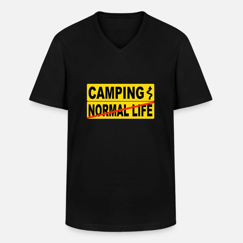 Camping normal life - Männer-T-Shirt mit V-Ausschnitt - Schwarz