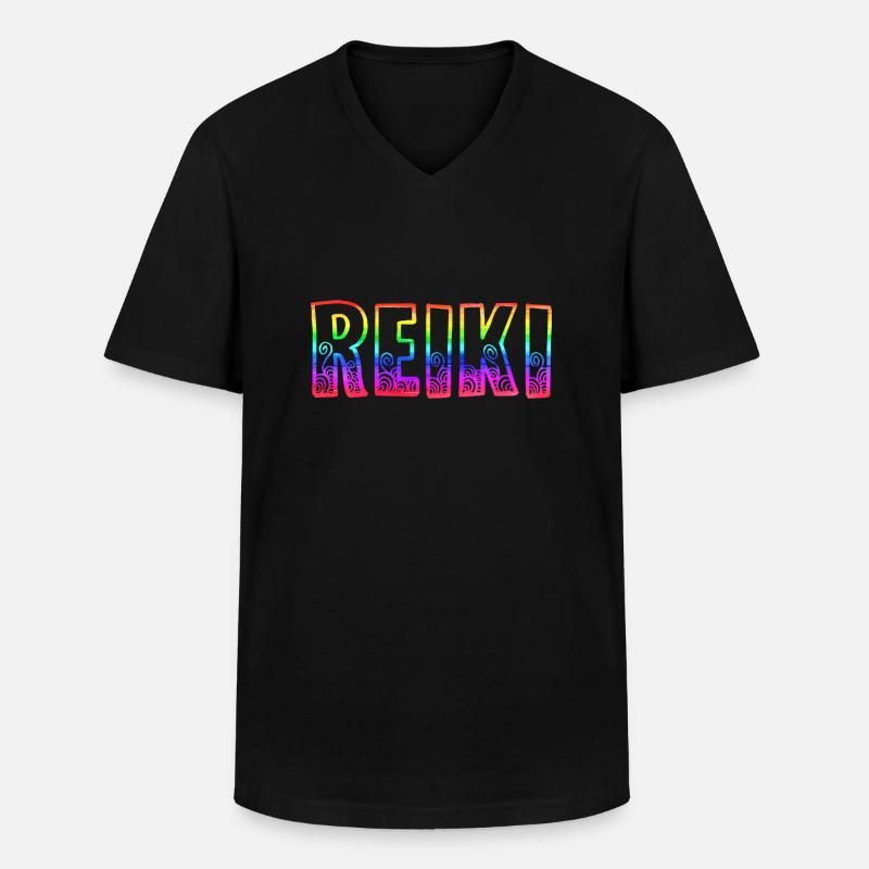 reiki rs regenbogen - Männer-T-Shirt mit V-Ausschnitt - Schwarz