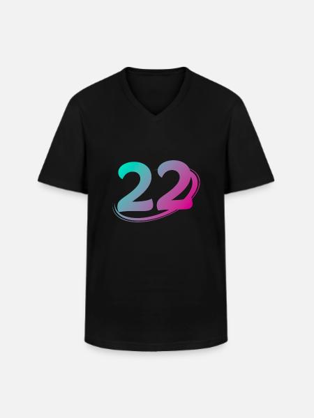 Nummer 22 mehrfarbig - Männer-T-Shirt mit V-Ausschnitt - Schwarz