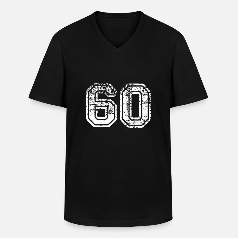 60 - Männer-T-Shirt mit V-Ausschnitt - Schwarz