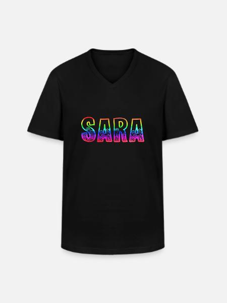 sara rs rainbow - Men's V-Neck T-Shirt - black