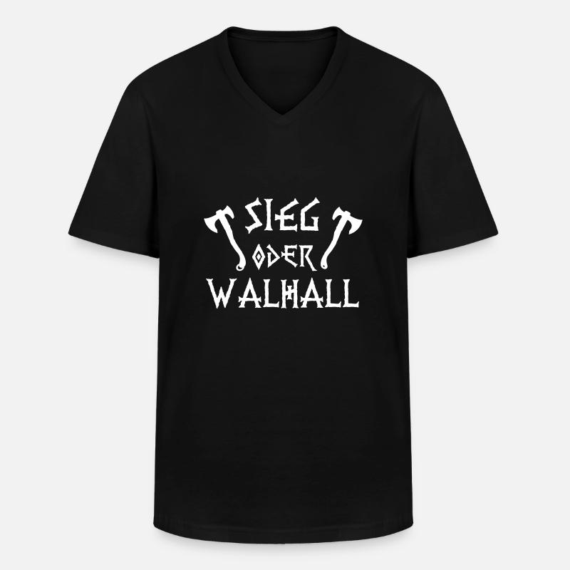 Sieg oder Walhall - Männer-T-Shirt mit V-Ausschnitt - Schwarz
