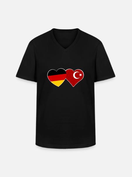 Partners Turkey and Germany - Men's V-Neck T-Shirt - black