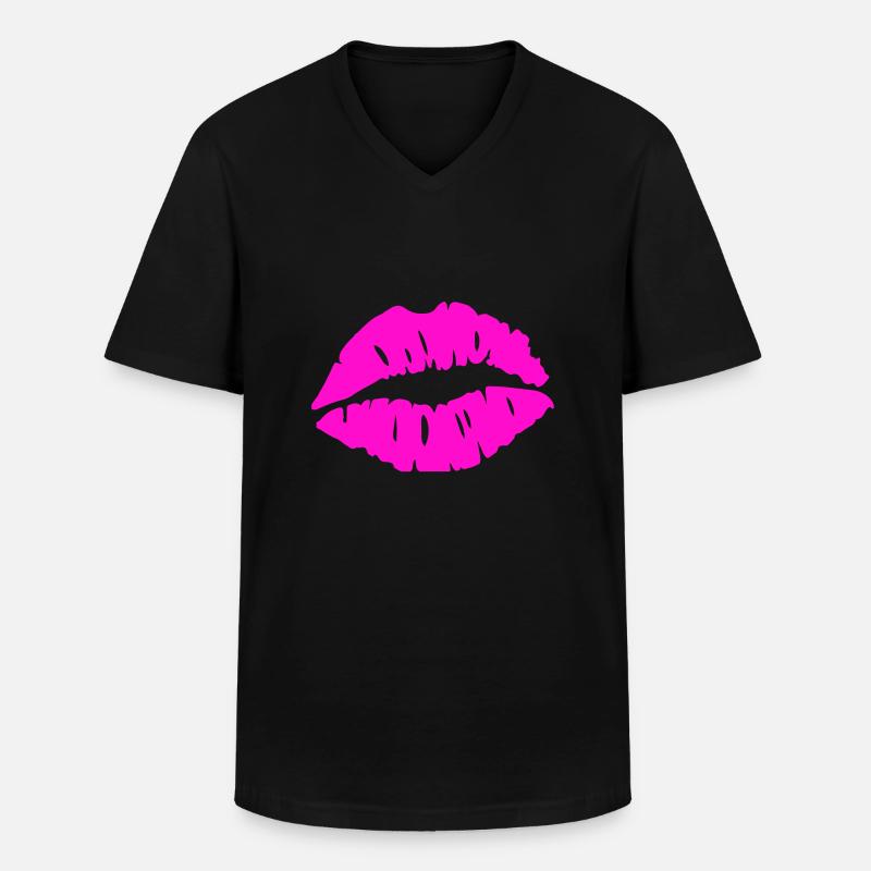 kuss lippen - Männer-T-Shirt mit V-Ausschnitt - Schwarz
