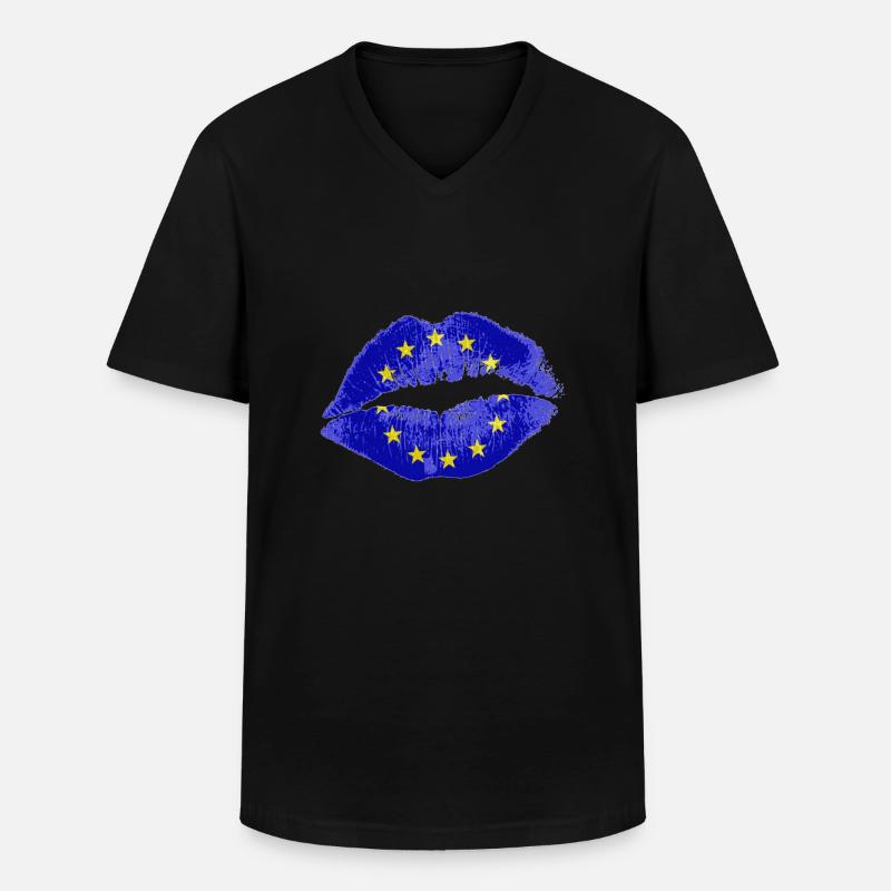 Kuss (EU) - Männer-T-Shirt mit V-Ausschnitt - Schwarz