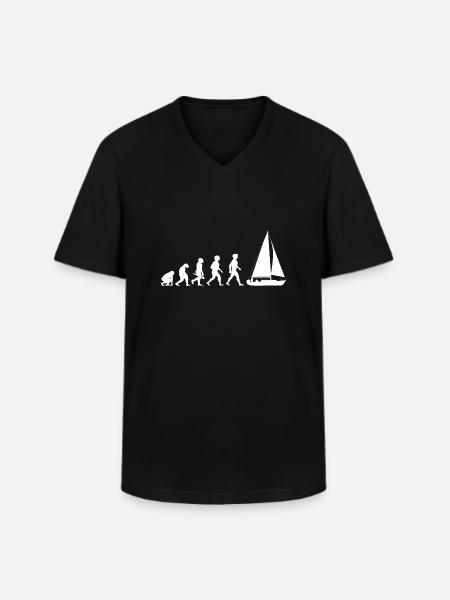 Evolution sailing sailboat sailing ship - Men's V-Neck T-Shirt - black