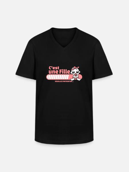 annonce grossesse - c'est une fille - T-shirt col V Homme - noir