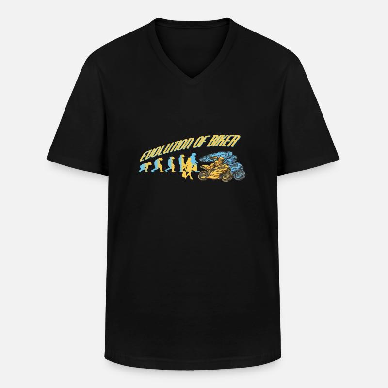 Evolution Motorradfahrer Rennmotorrad - Männer-T-Shirt mit V-Ausschnitt - Schwarz