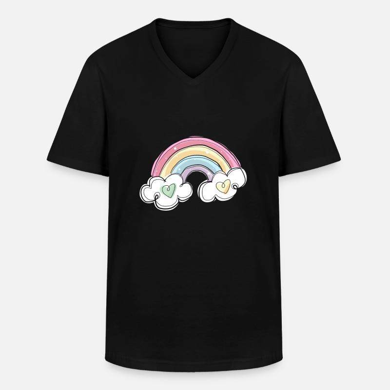 REGENBOGEN - Männer-T-Shirt mit V-Ausschnitt - Schwarz
