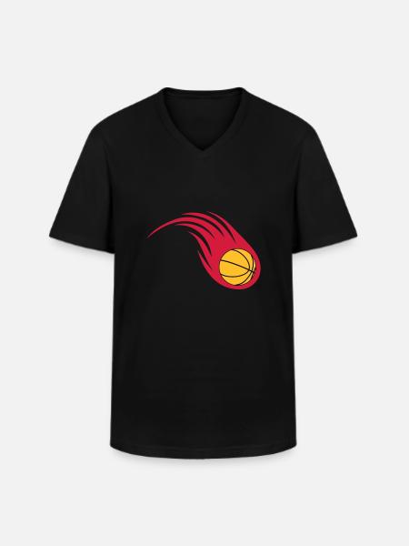 basketball fireball - Men's V-Neck T-Shirt - black