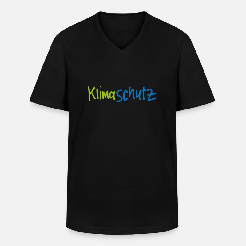 Klimaschutz - Schriftzug - Männer-T-Shirt mit V-Ausschnitt - Schwarz