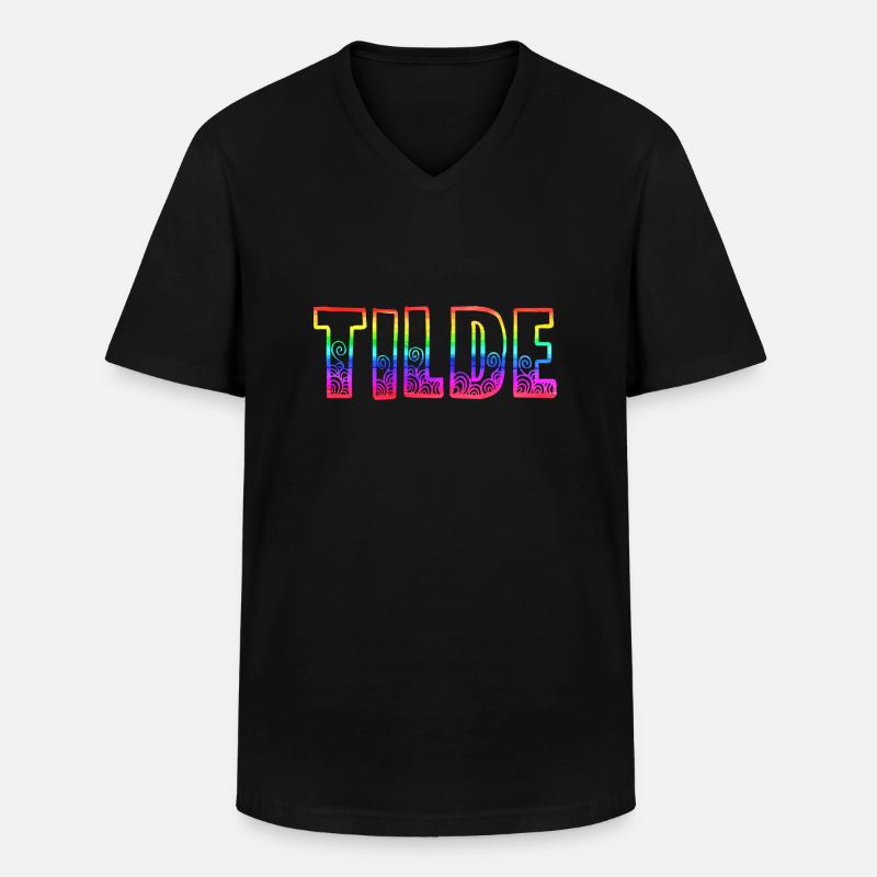 tilde rs regenbogen - Männer-T-Shirt mit V-Ausschnitt - Schwarz