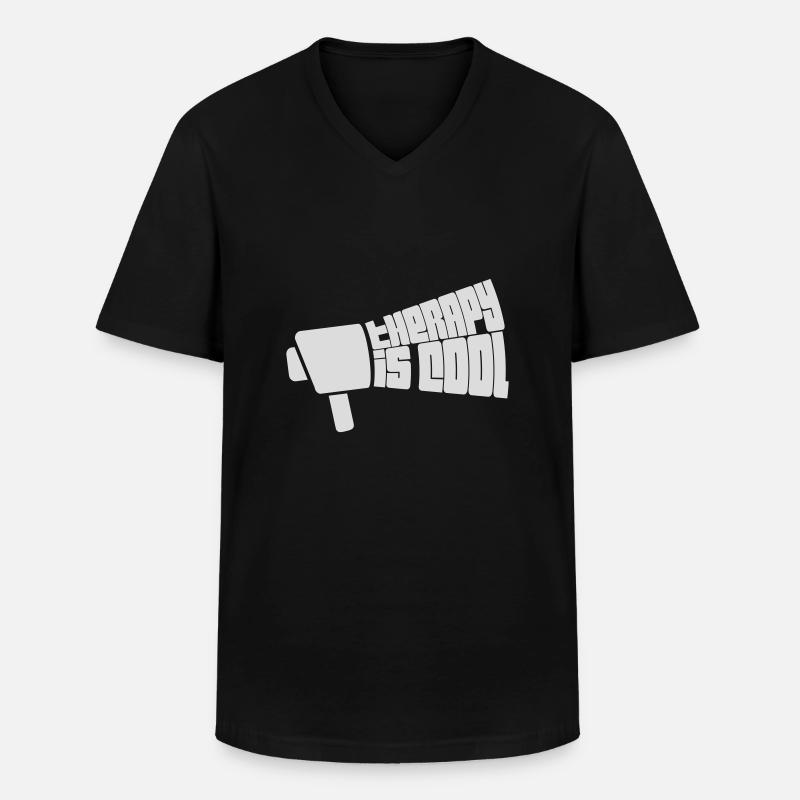 therapy is cool Zitat - Männer-T-Shirt mit V-Ausschnitt - Schwarz