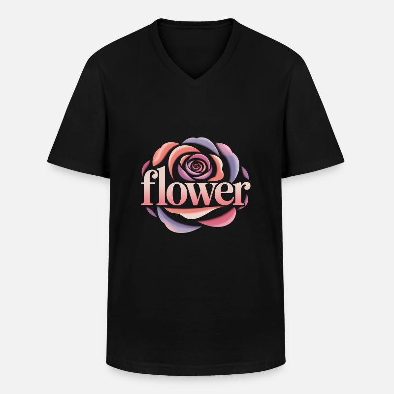 Blumen Logo - Cooles Gartendesign - Männer-T-Shirt mit V-Ausschnitt - Schwarz