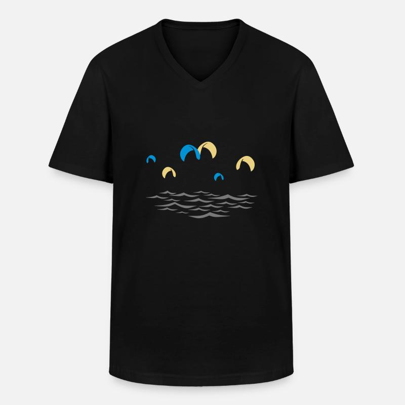 Kitesurfen - Männer-T-Shirt mit V-Ausschnitt - Schwarz