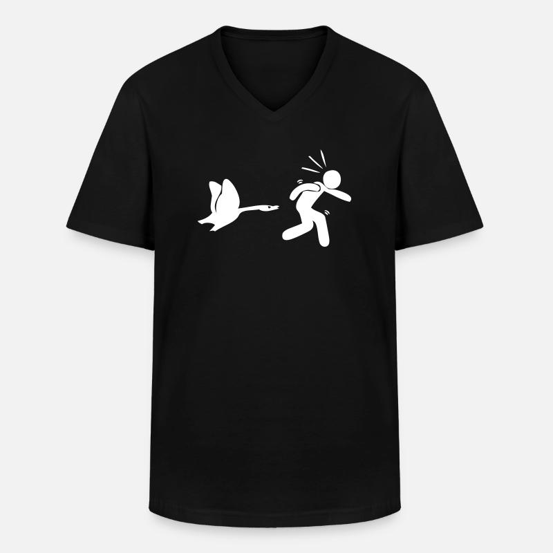 Vogelangriff - Männer-T-Shirt mit V-Ausschnitt - Schwarz